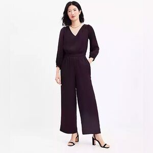 NEW LOFT Drapey V-Neck Jumpsuit Deep Purple Size 6P